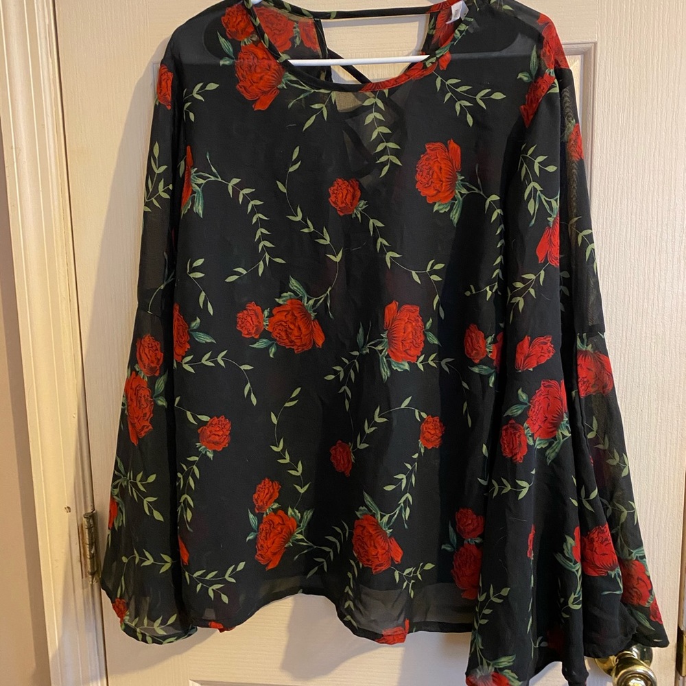 Sheer Bell Sleeve Top